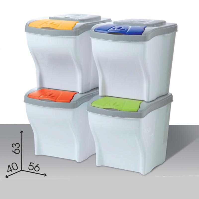 Modular dustbin Poker set 4 x 20 lt