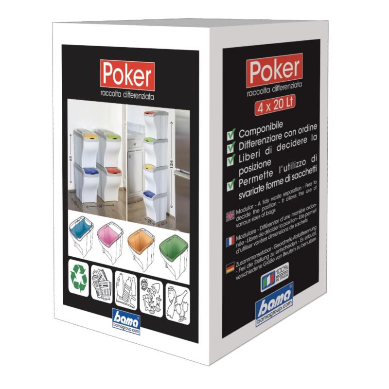 PATTUMIERA RACCOLTA DIFFERENZIATA POKER SET 4 pz.