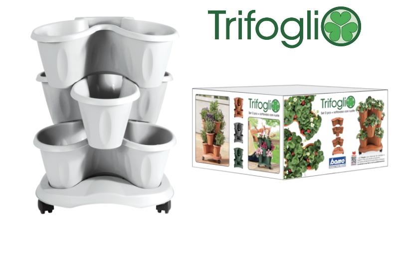 TRIFOGLIO SET 3 pcs + saucer w/wheels WHITE