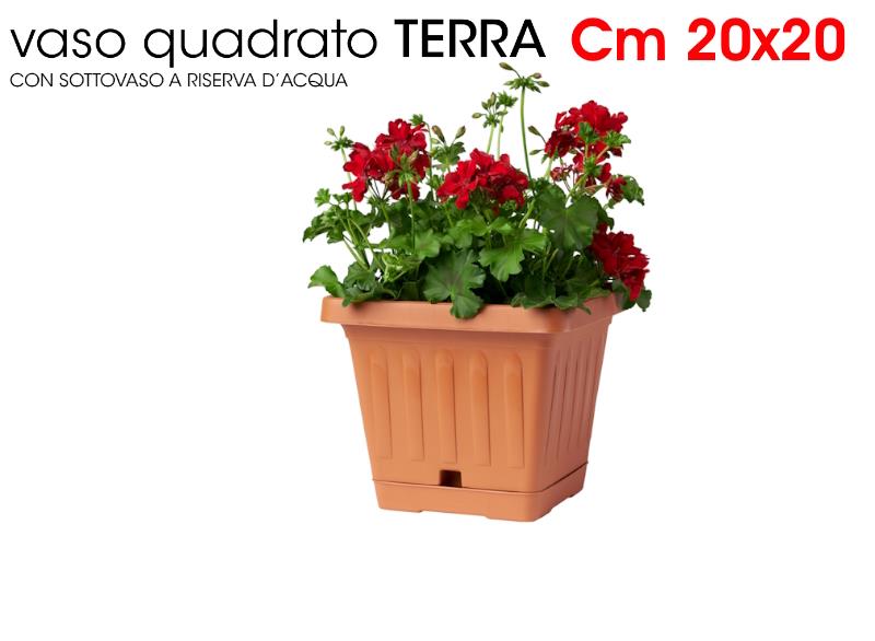 TERRA SQUARE POT WITH WATERER SAUCER CM20X20