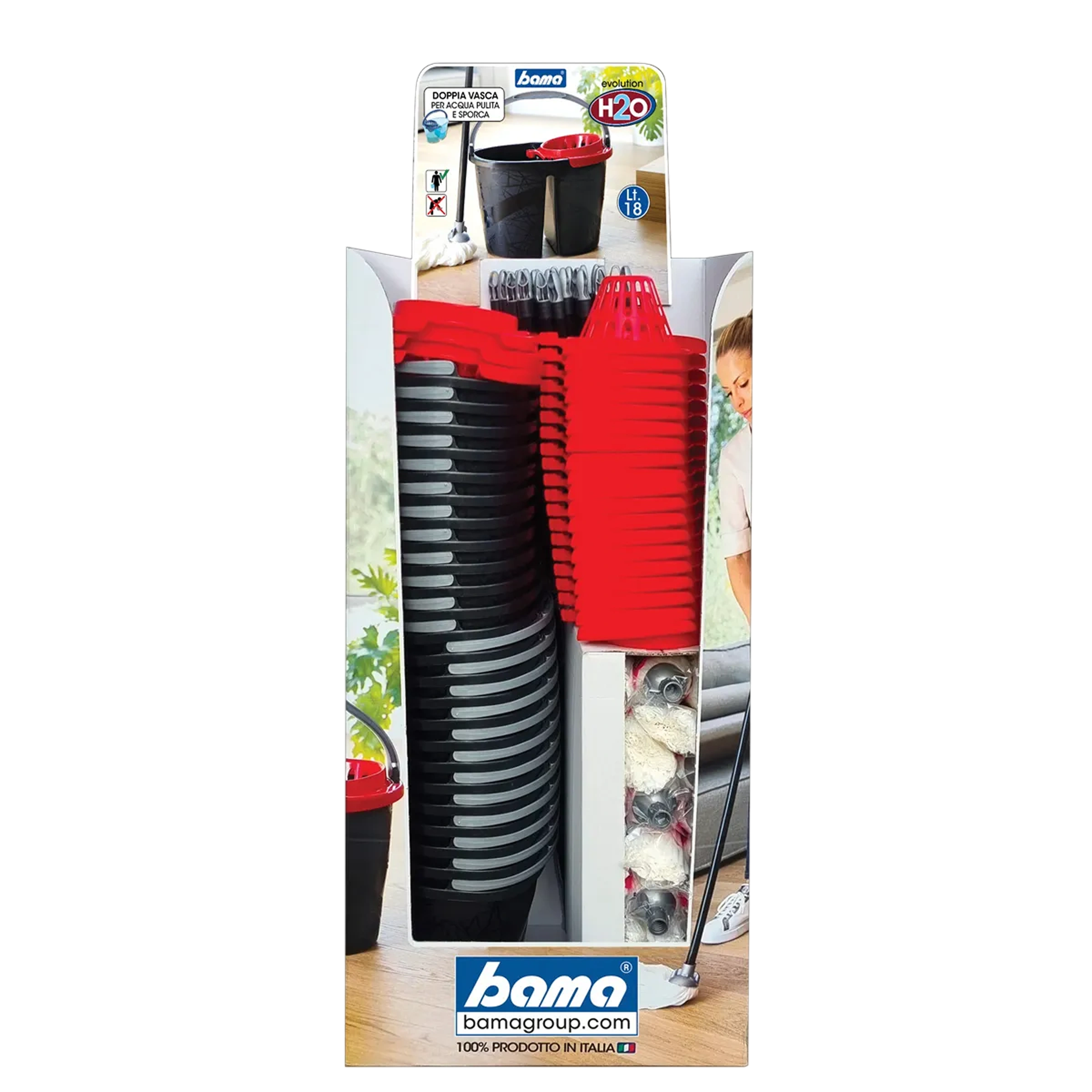 espositore set lavapavimenti h2o